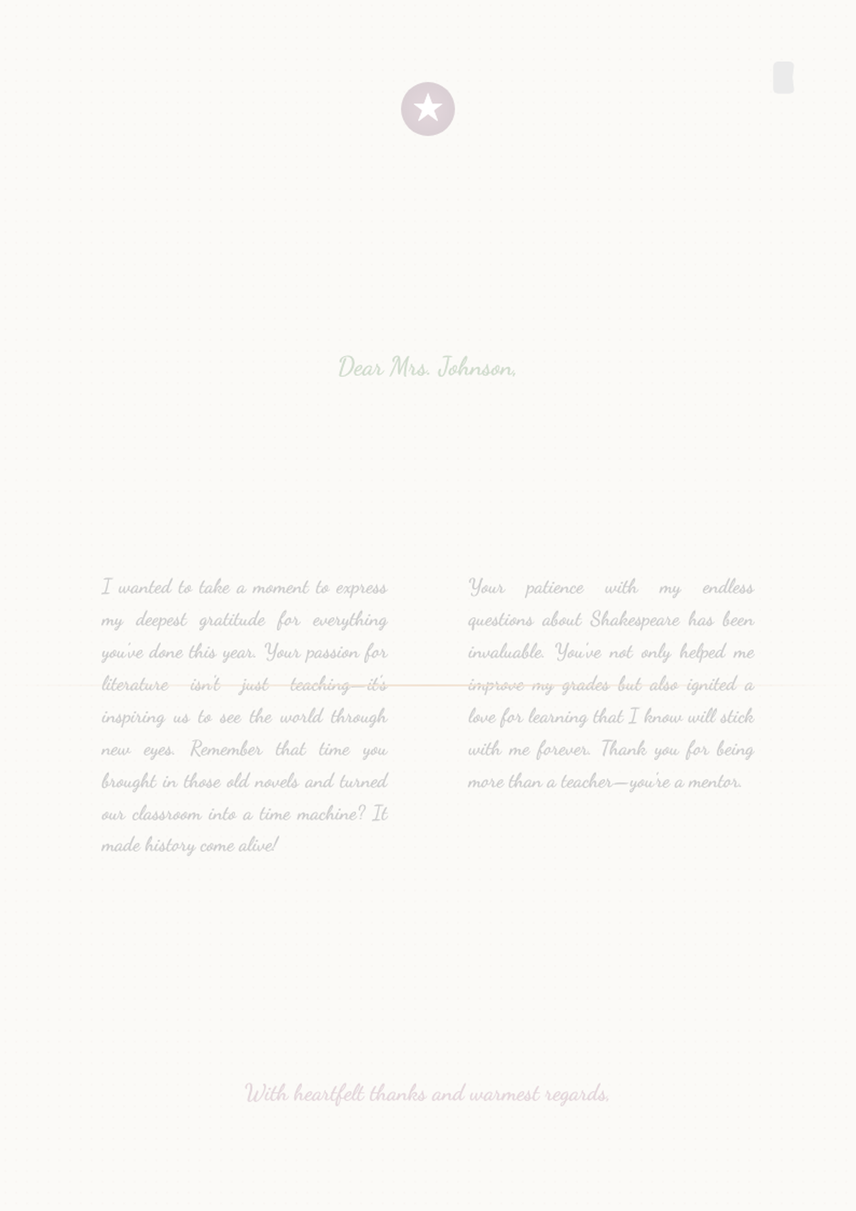 Gratitude letter to teacher with decorative seal and paperclip_variant_3